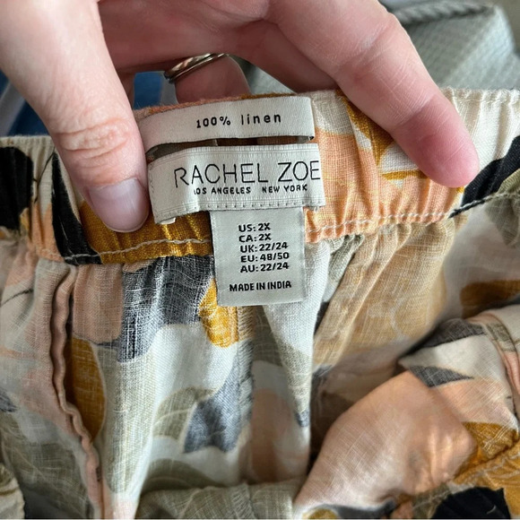 Rachel Zoe Shorts Women's 2X Jungle Print Tropical Botanical 100% Linen - Picture 7 of 8
